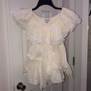 White ruffled top